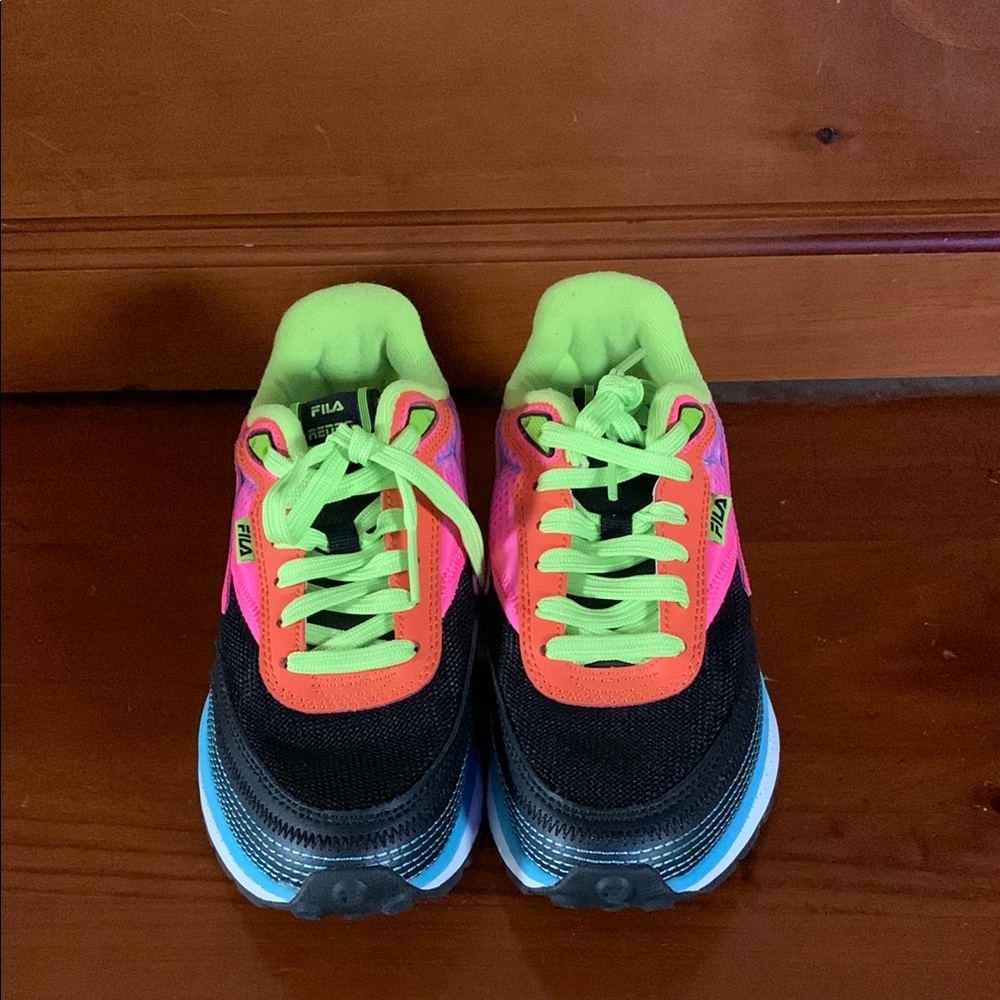 FILA Neon Green and Pink Sneakers